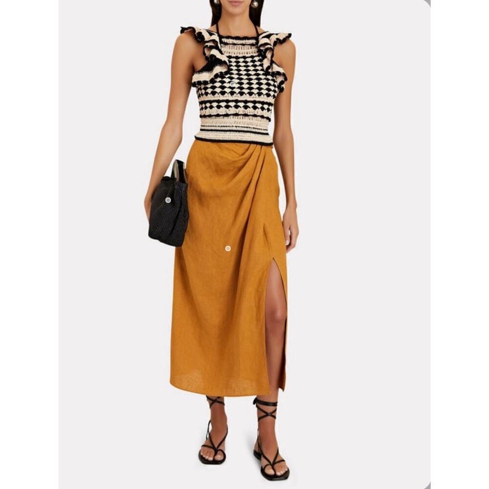 Zimmermann Crochet Crop Tank Top Anneke Halter Striped Shirt Blouse Cotton US 8 - Picture 6 of 10